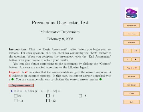 2008 Test Prepap Calculus